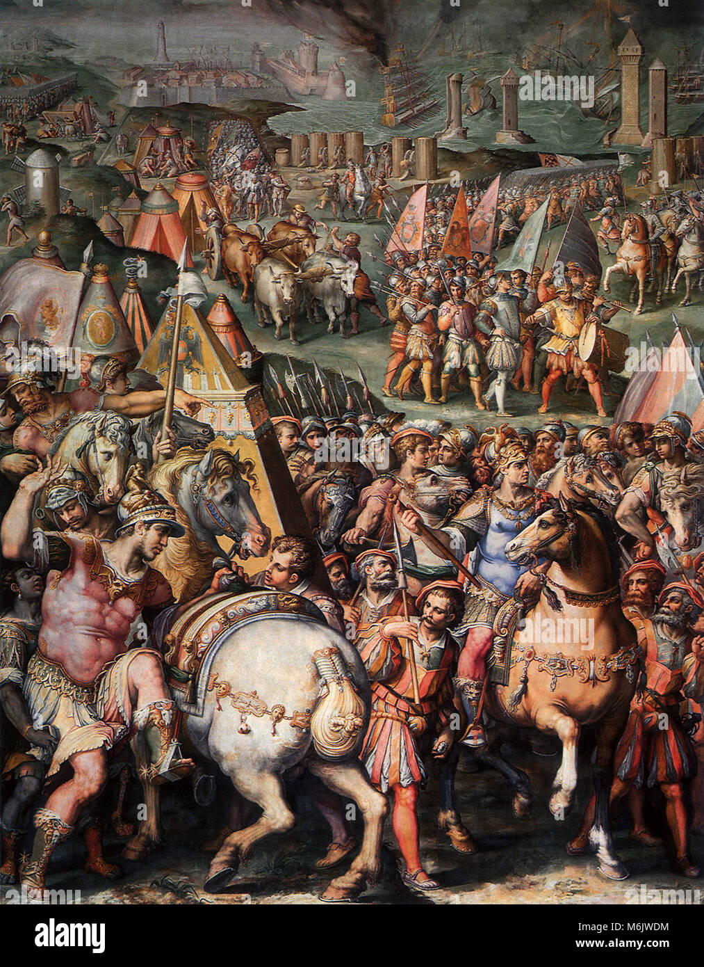 El emperador Maximiliano en la batalla de 1565, en Livorno, Giorgio Vasari, 1565. Foto de stock