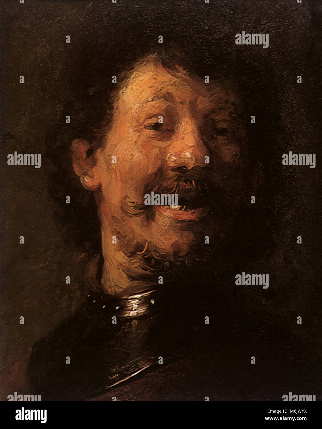 El hombre ríe, Rembrandt Harmensz van Rijn, 1628. Foto de stock
