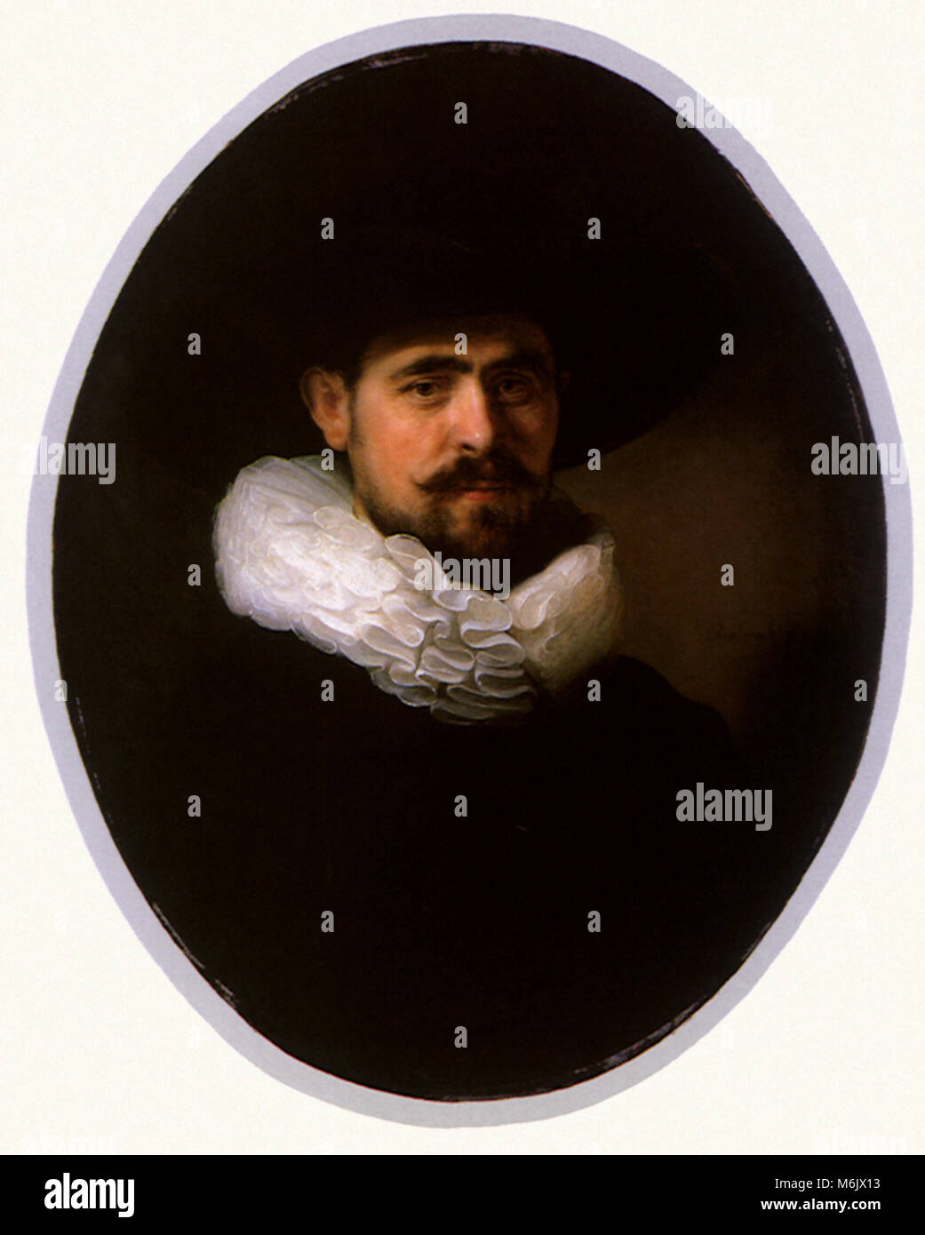 Un hombre barbado en un sombrero Wide-Brimmed, Rembrandt's Workshop, 1633. Foto de stock
