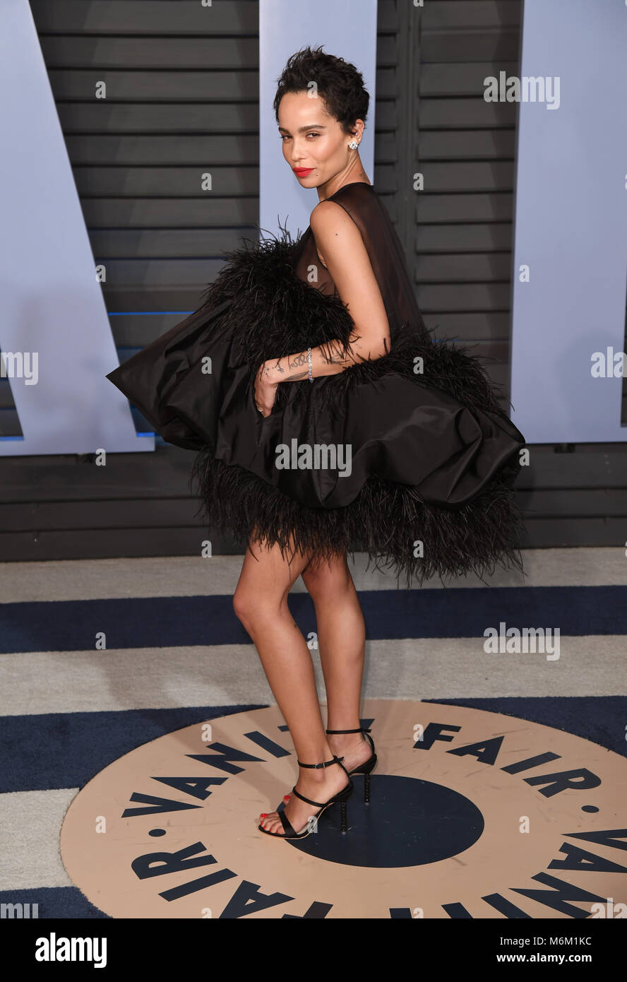 Zoe Kravitz llegando a la Vanity Fair Oscar Party celebrada en Beverly Hills, Los Ángeles, Estados Unidos. Foto de stock
