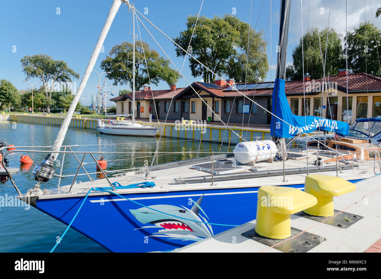 Marina en Swinoujscie, Uznam isla, provincia de Pomerania Occidental, de Polonia, de Europa. Foto de stock
