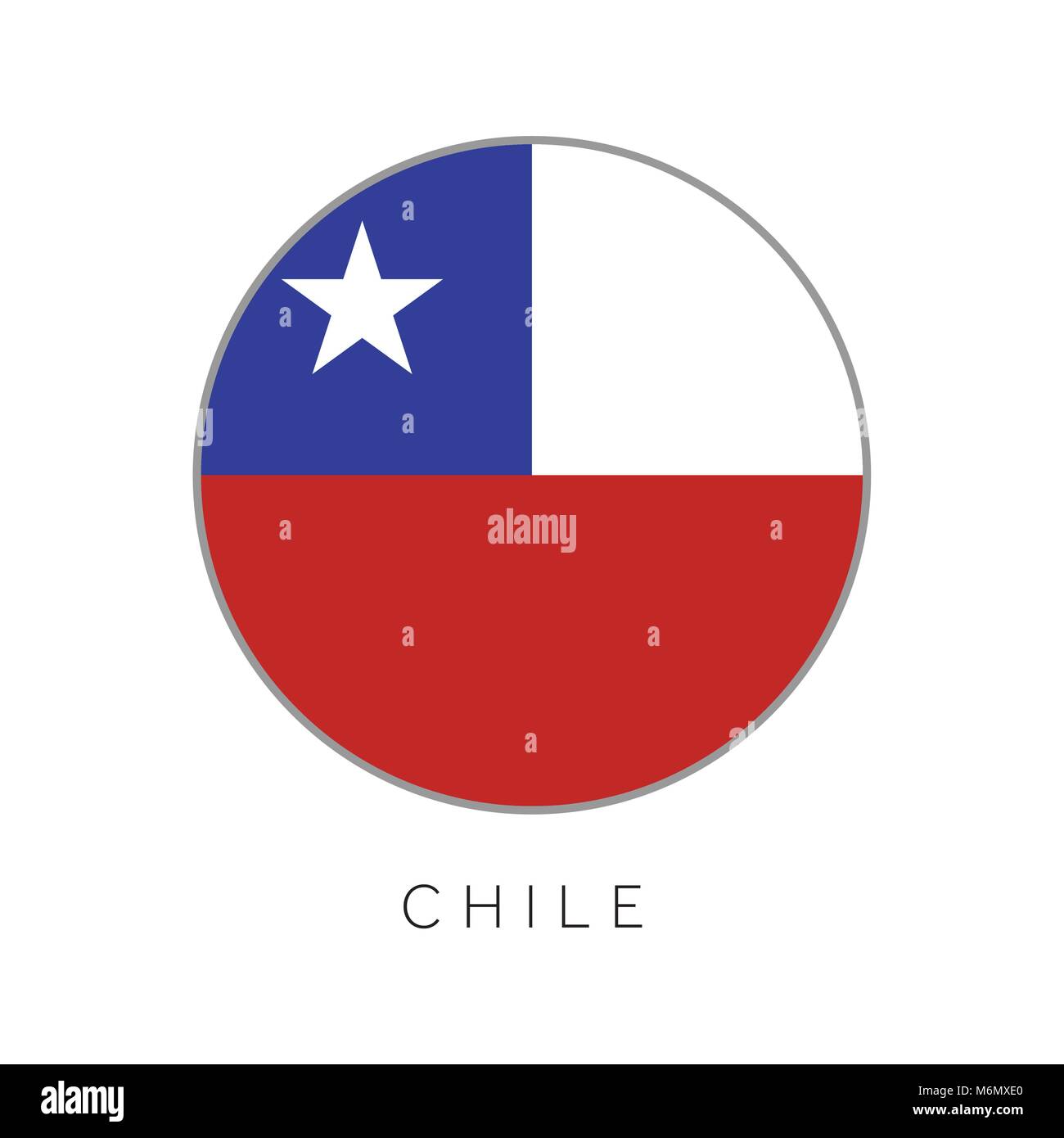 Bandera de Chile círculo redondo icono vectorial Imagen Vector de stock