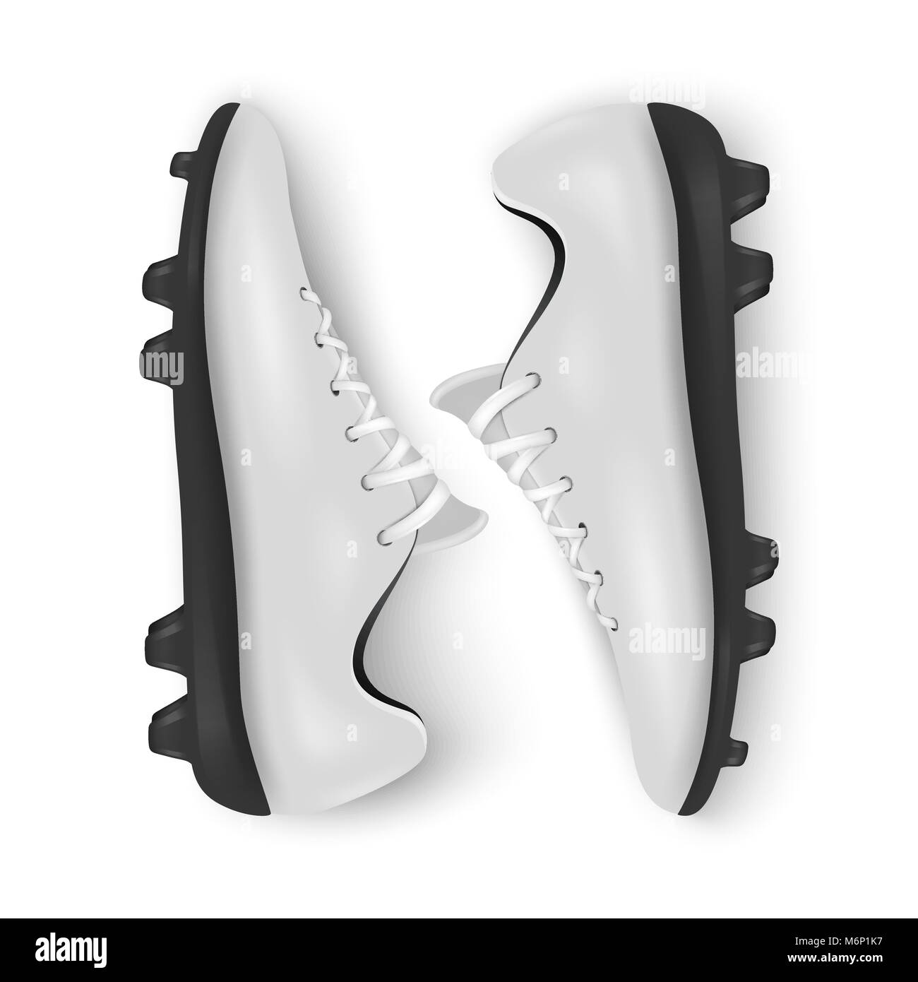 Foto-realistas en 3D de vectores en blanco blanco par mens de fútbol o  botas de fútbol, zapatillas closeup aislado sobre fondo blanco. Equipos de  jugadores profesionales de fútbol. Plantilla de diseño o