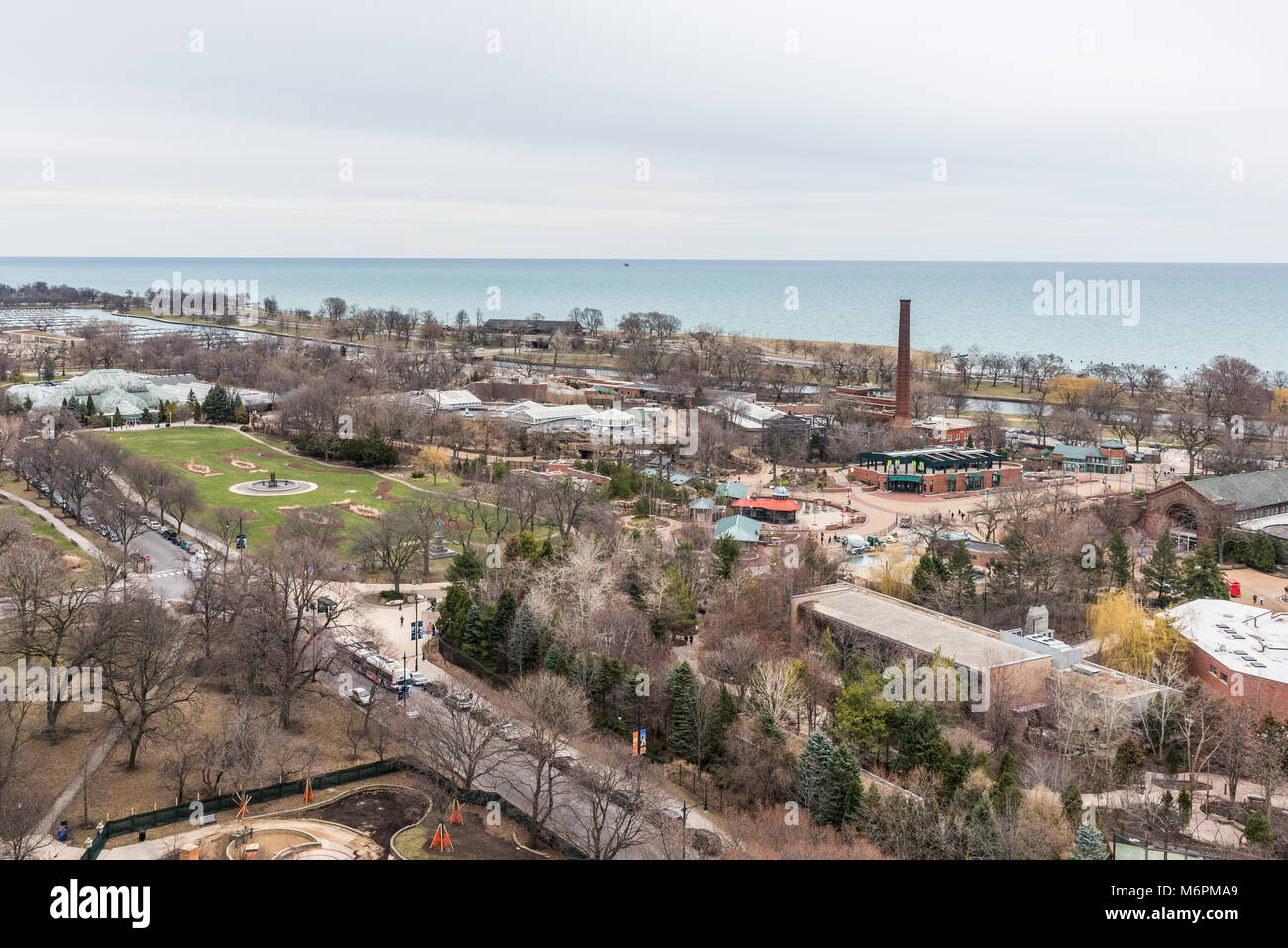 Vista aérea del Lincoln Park y el zoológico Foto de stock