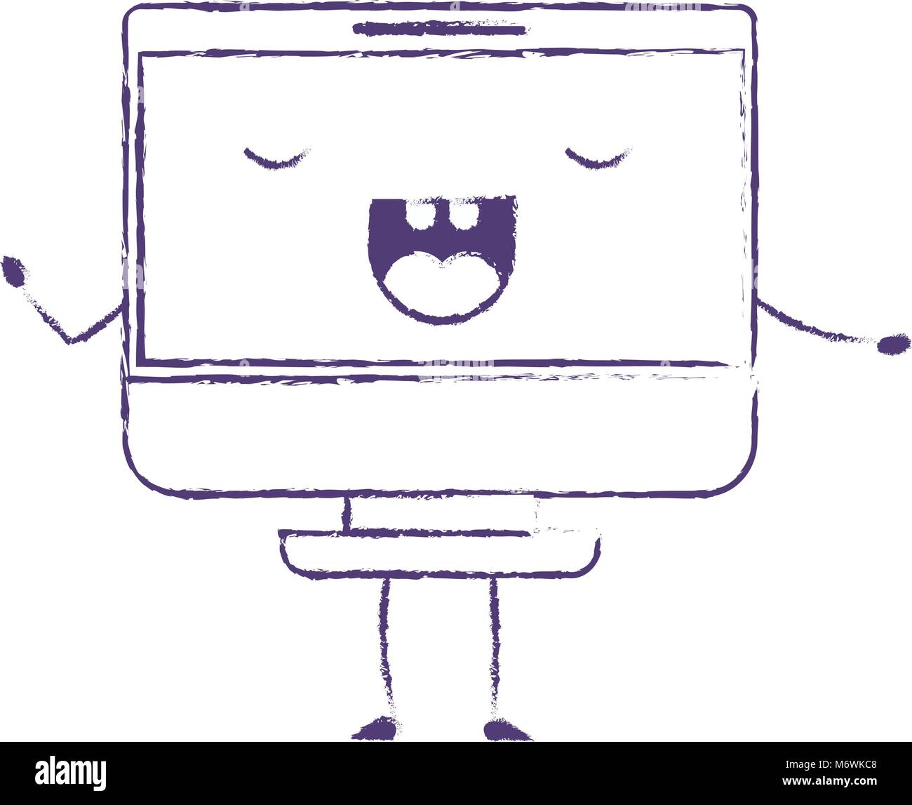 Pantalla de ordenador kawaii personaje Imagen Vector de stock Alamy Pantalla de ordenador kawaii personaje Imagen Vector de stock Alamy