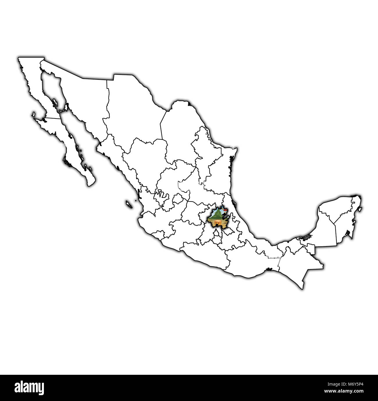 Emblema del estado de Hidalgo en el mapa con las divisiones