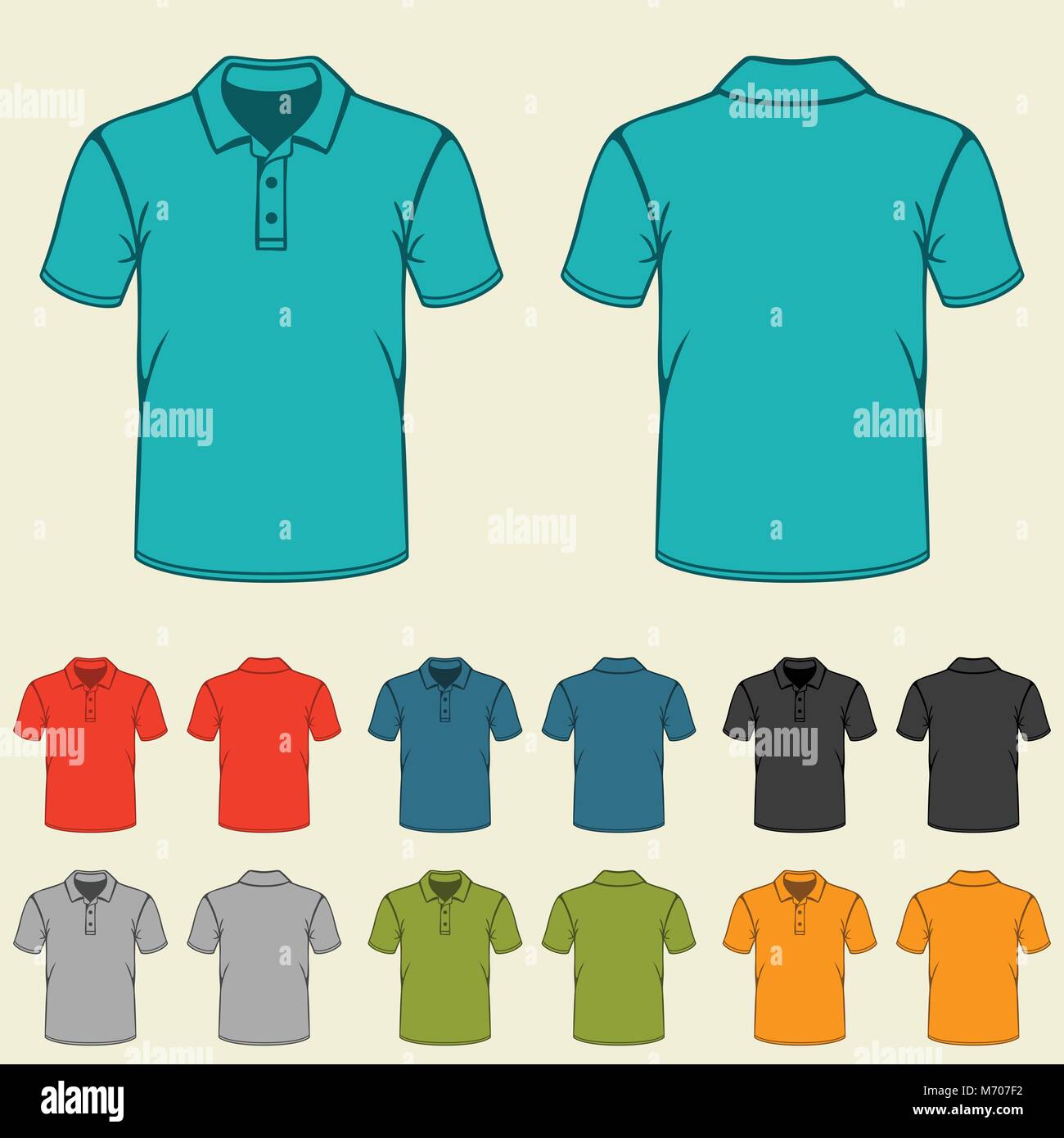 Conjunto de de color para hombres camisas Polo Imagen Vector de stock - Alamy