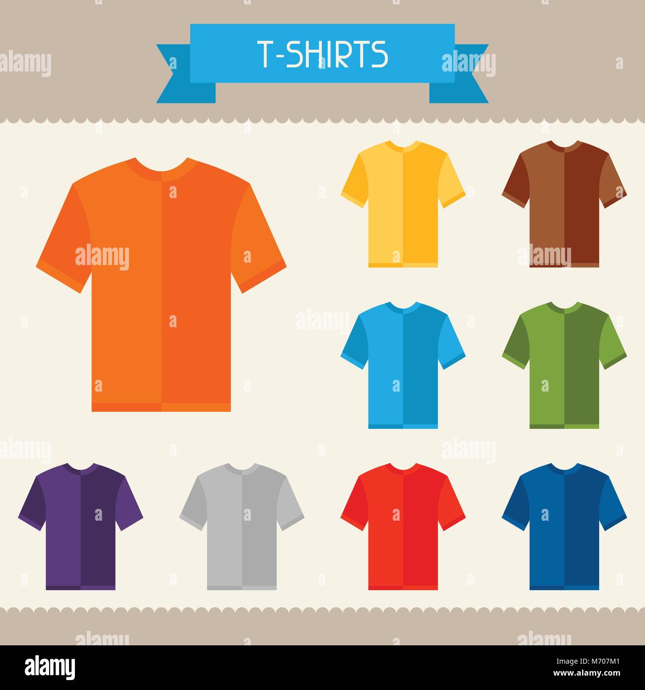 Camisetas plantillas de color para su diseño en estilo plano Imagen Vector  de stock - Alamy