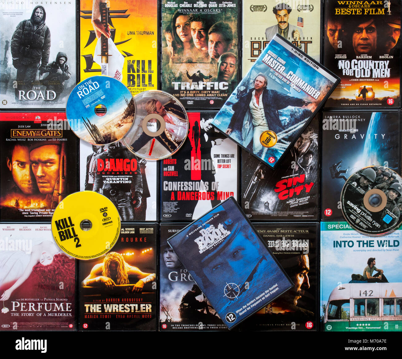 Colección de películas americanas / películas en DVD que muestra las estrellas de cine / estrella cinematográfica celebridades en las cubiertas Foto de stock