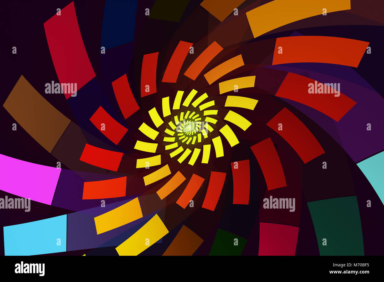 Espiral fractal abstracto con rectángulos de colores brillantes devana Foto de stock