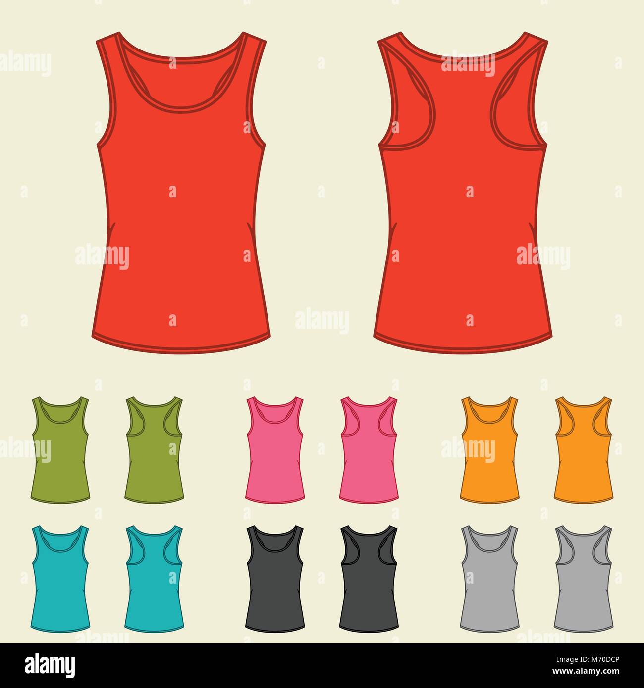 Conjunto de plantillas para la mujer camiseta de color Ilustración del Vector