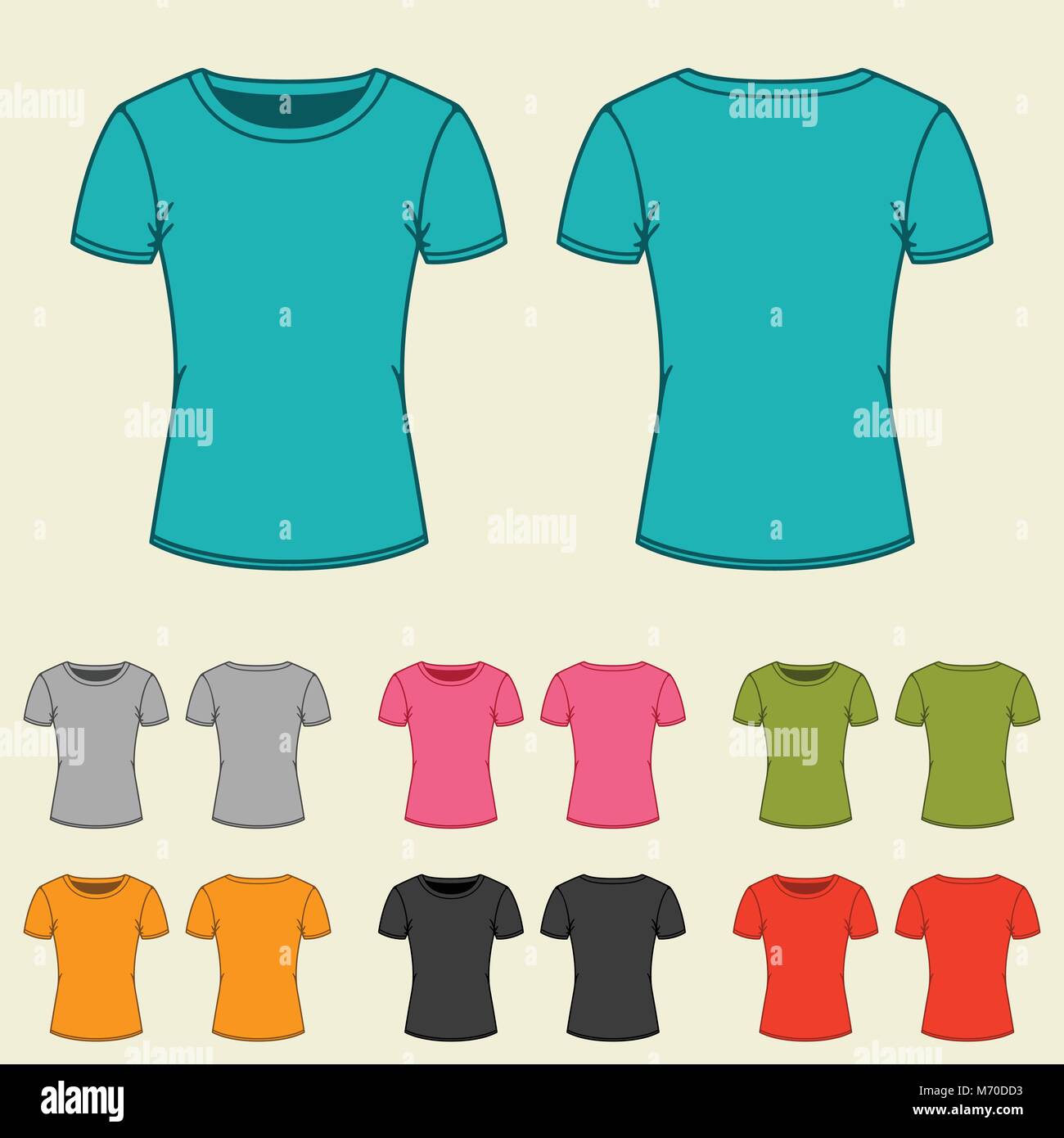 Autenticación Molestia Impresionismo Conjunto de plantillas de camisetas de colores para mujeres Imagen Vector  de stock - Alamy