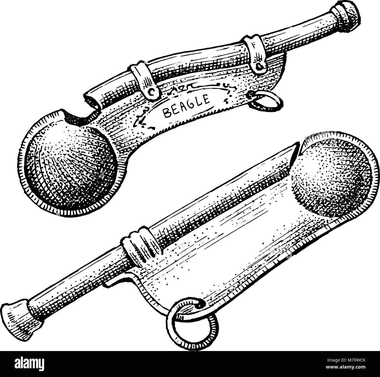 Señal marina clásica, silbato boatswain o contramaestre. Tubo de