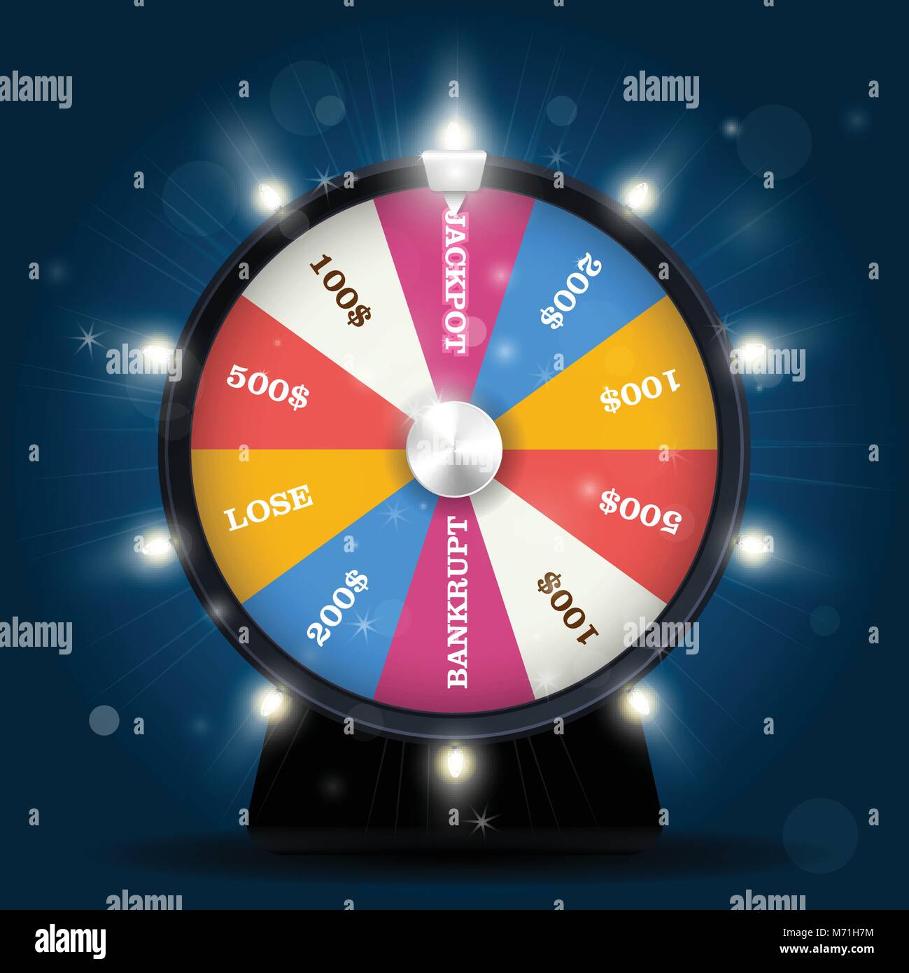 Jackpot en la rueda de la fortuna - ganar la lotería Ilustración del Vector