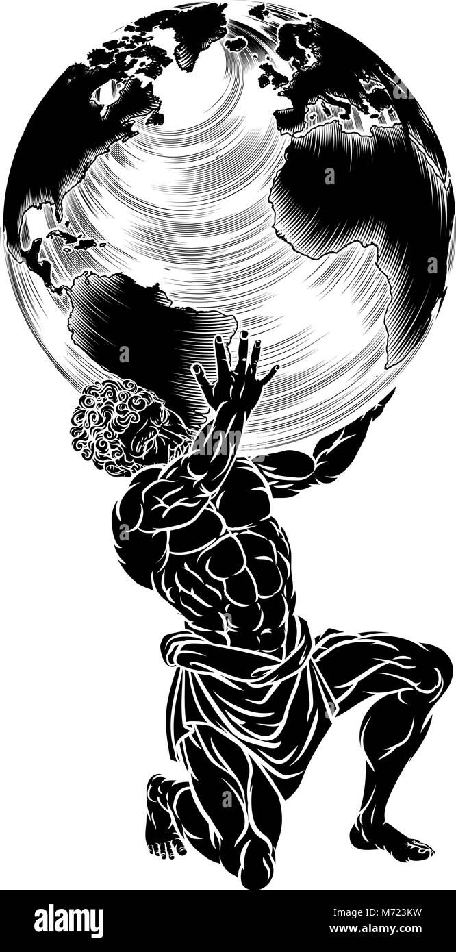 Titan Atlas sosteniendo globo Ilustración del Vector