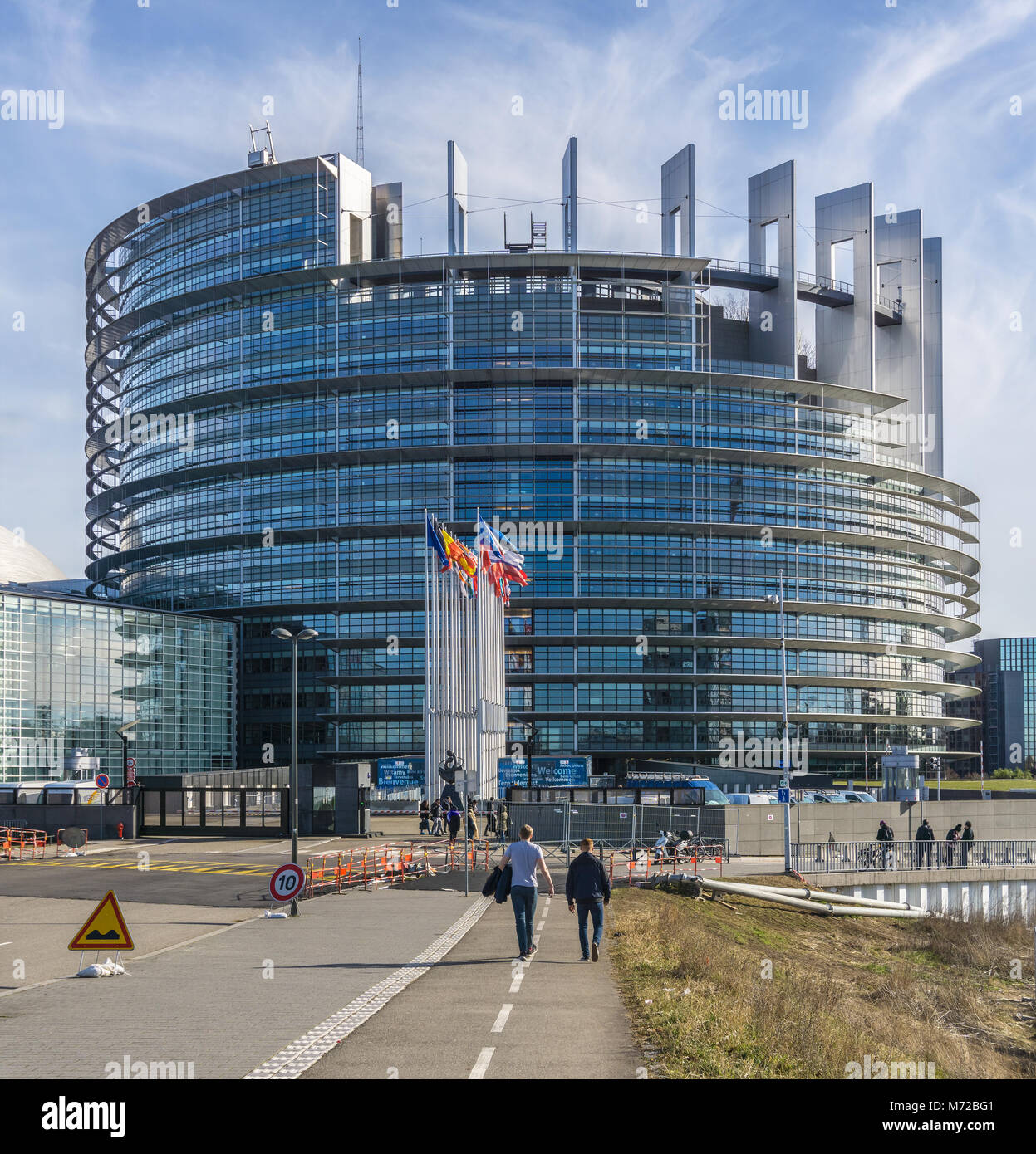 El edificio Louise Weiss, sede del Parlamento Europeo, Strasboug, Francia Foto de stock