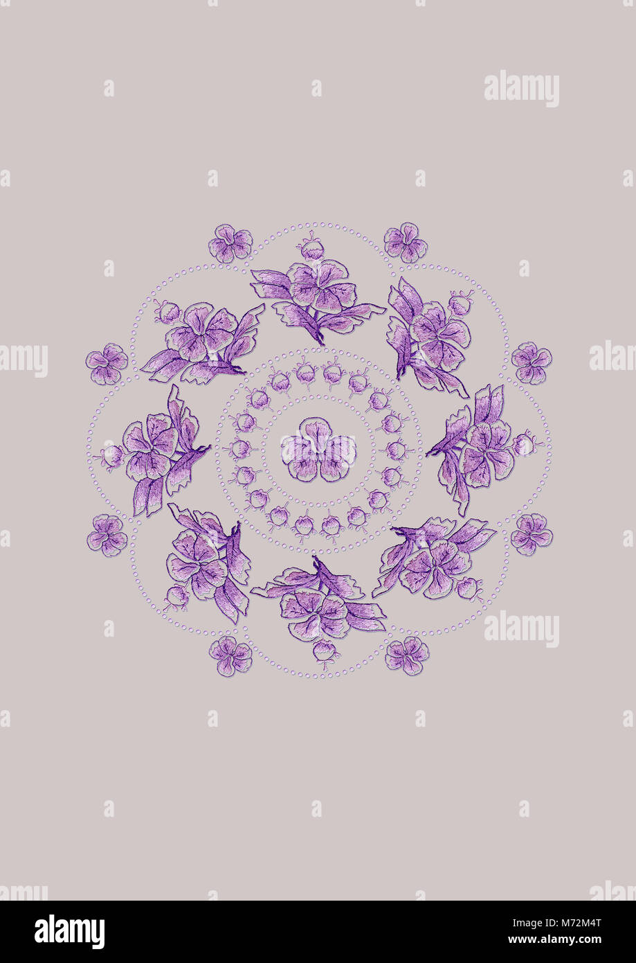 Patrón de trama onduladas de color púrpura de cordones para servilletas bordadas con flores y hojas de violeta sobre fondo gris beige Fotografía de stock - Alamy Patrón de trama onduladas de color púrpura de cordones para servilletas bordadas con flores y hojas de violeta sobre fondo gris beige Fotografía de stock - Alamy