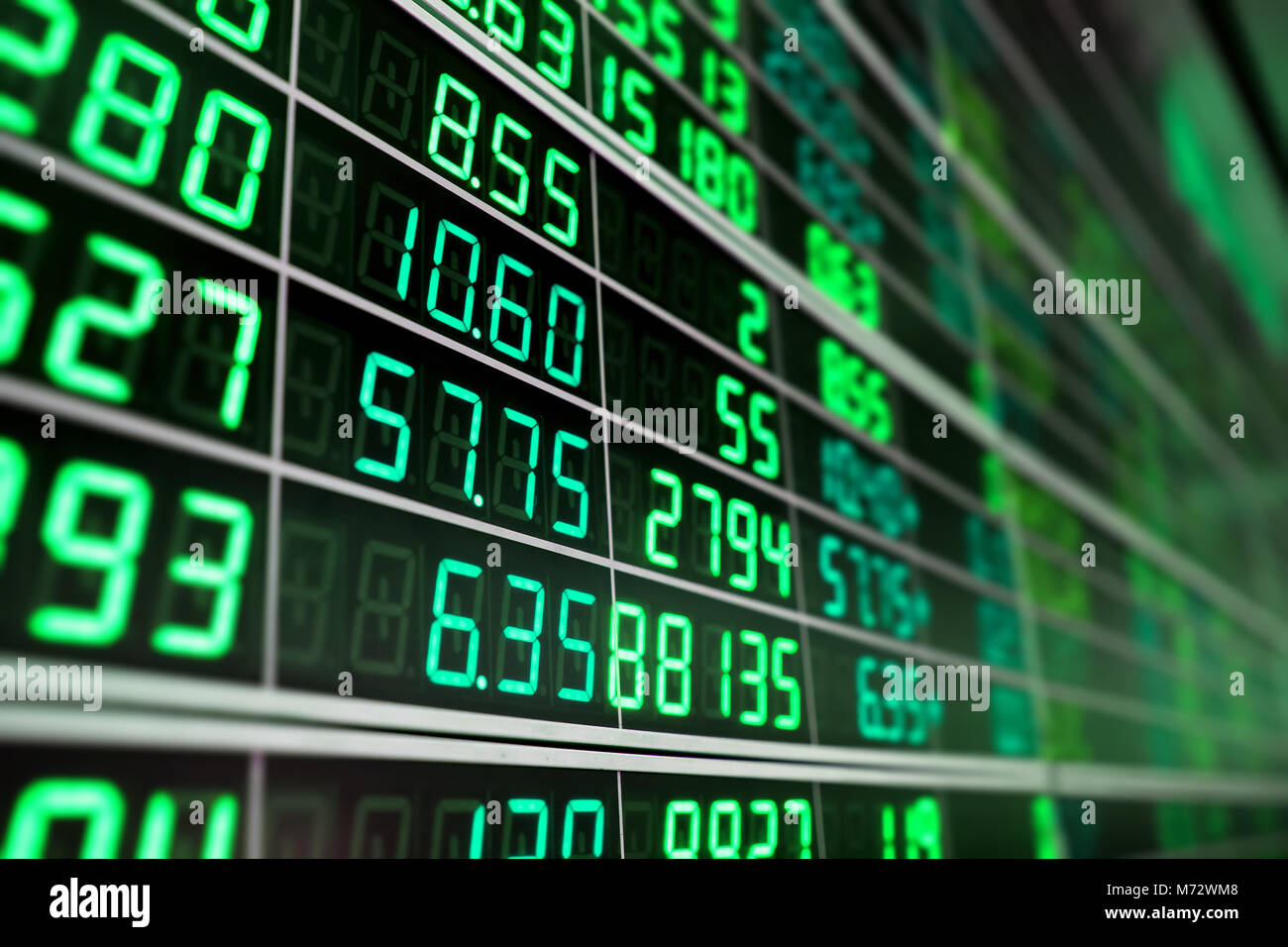 Gráfico de bolsa o stock market board con números verdes Fotografía de stock  - Alamy