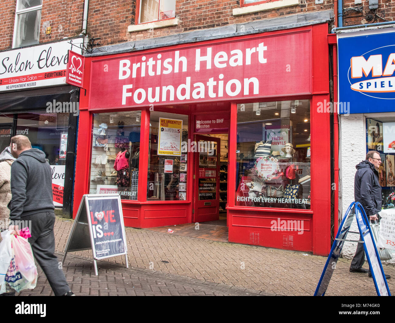 Centro comercial Preston British Heart Foundation Foto de stock