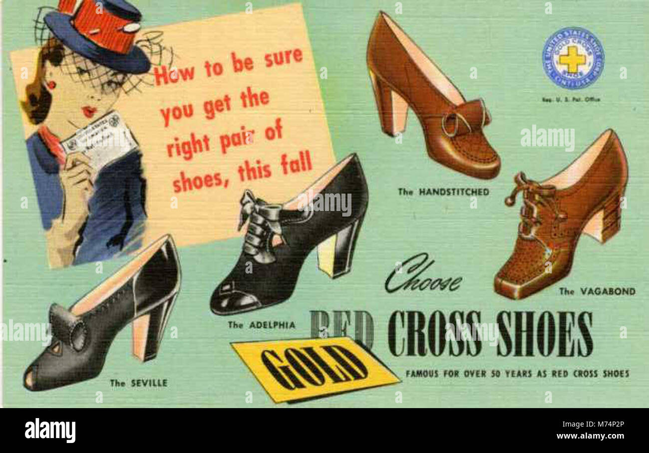 Oro, Cruz Roja, zapatos, famoso por más de 50 años como Cruz Roja, zapatos,  productos secos Streator NDE Co (5761 Fotografía de stock - Alamy