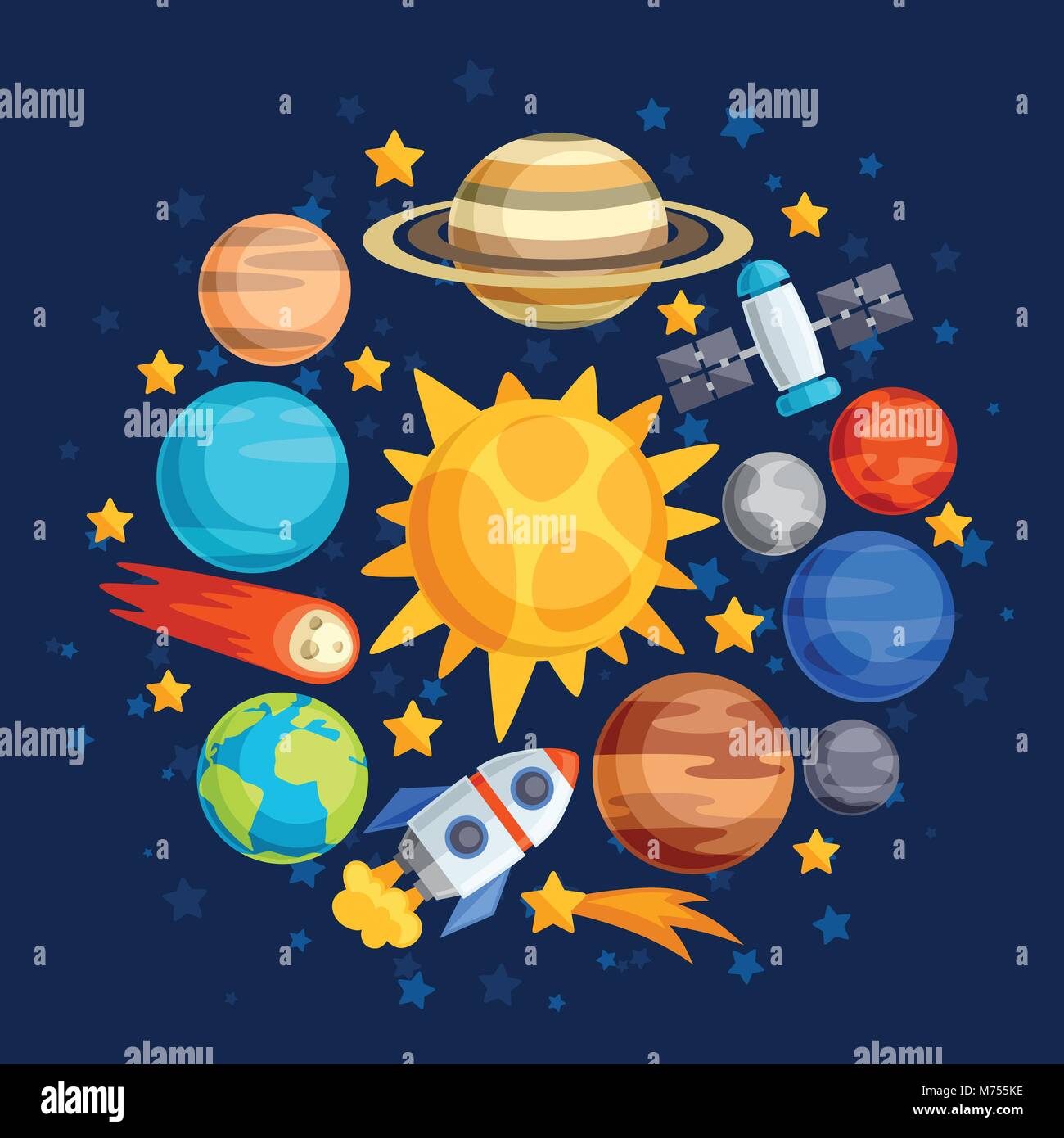 Antecedentes del sistema solar, los planetas y los cuerpos celestes Imagen  Vector de stock - Alamy