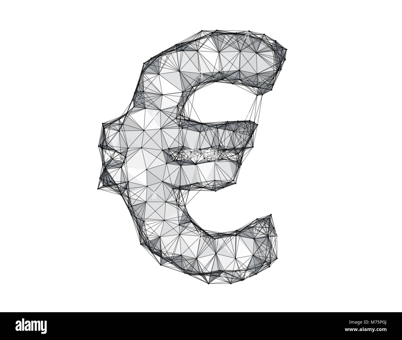 Conexión tridimensional símbolo de moneda, tecnología y tecnología financiera, conexión de red, e-commerce Foto de stock