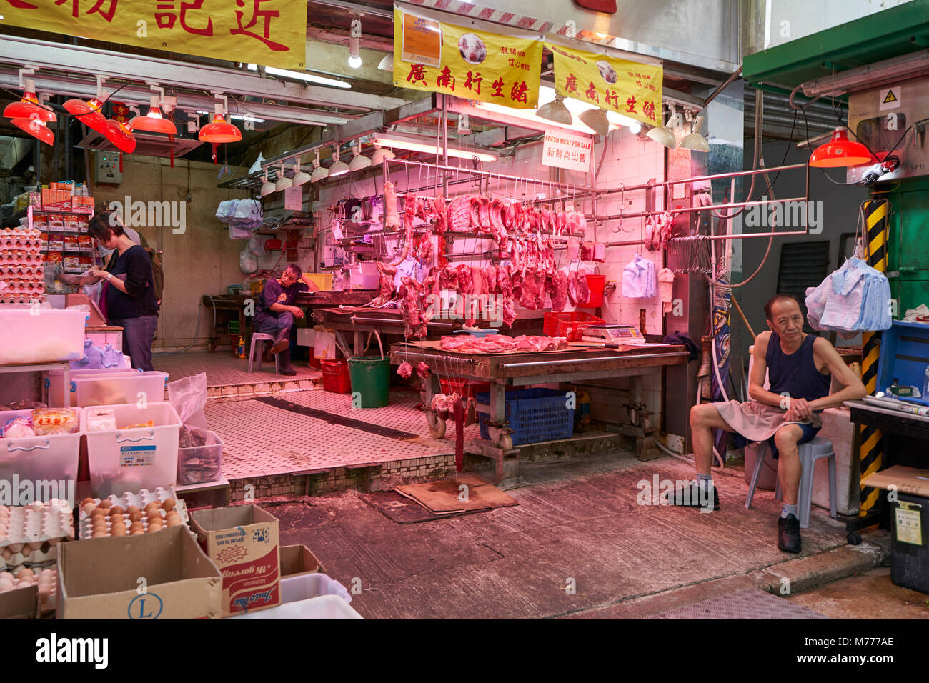 Tienda de carniceros, Hong Kong, China, Asia Foto de stock