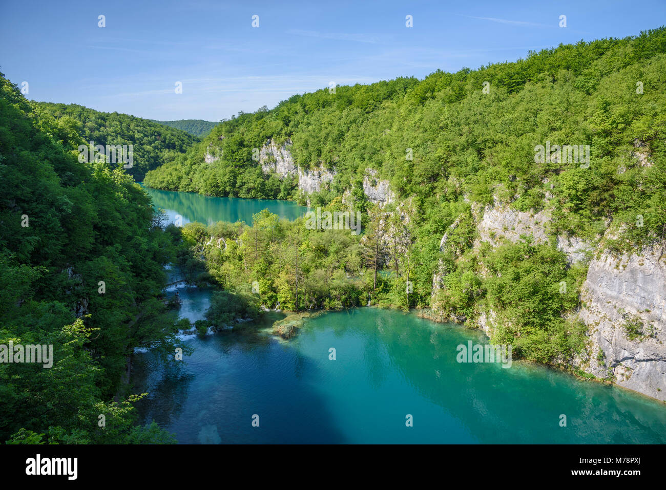 Parque Nacional de los Lagos de Plitvice, declarado Patrimonio de la Humanidad por la UNESCO, Croacia, Europa Foto de stock