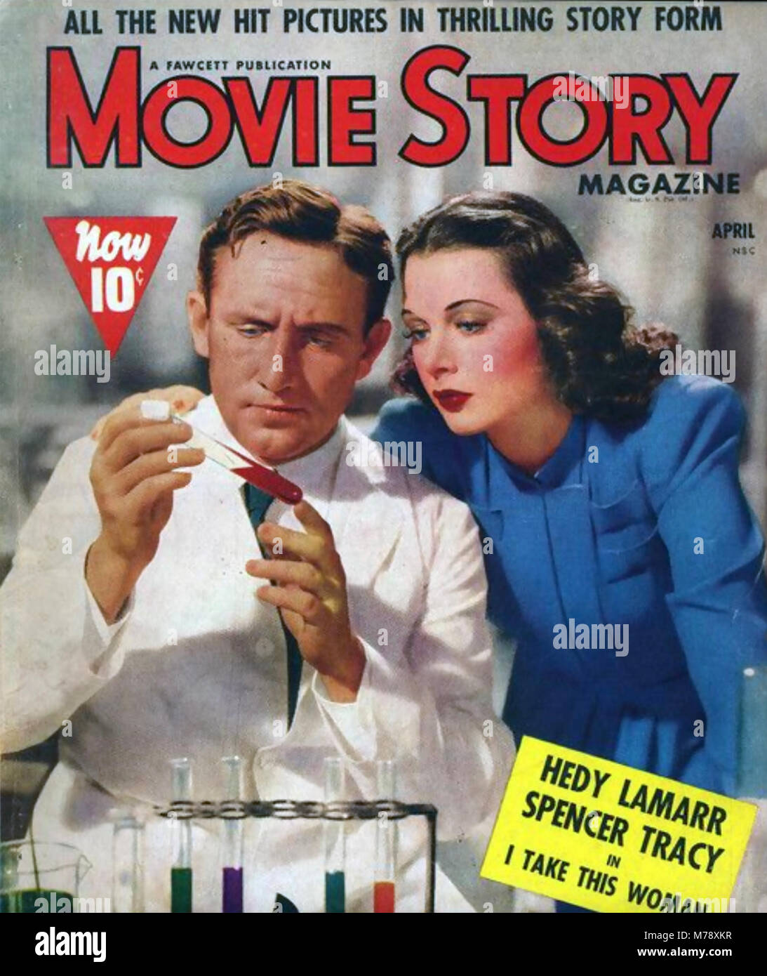 HEDY LAMARR (1914-2000) Austrian-American film con Spencer Tracy en 1940 la portada de la revista de la película de MGM "Aprovecho esta mujer" Foto de stock