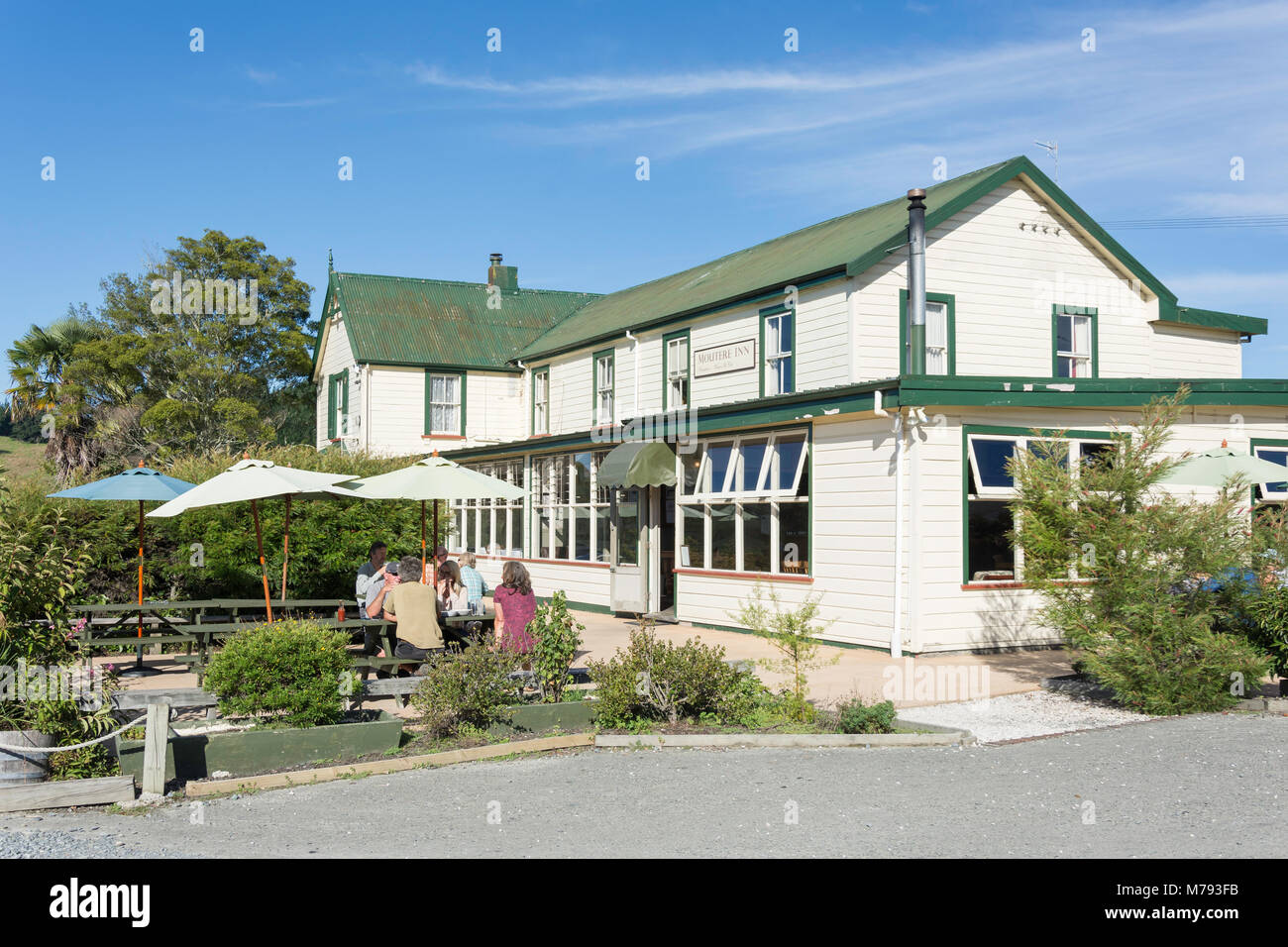 Moutere histórico Inn pub más antiguo (NZ), Moutere Highway, Upper Moutere, distrito de Tasmania, Nueva Zelanda Foto de stock
