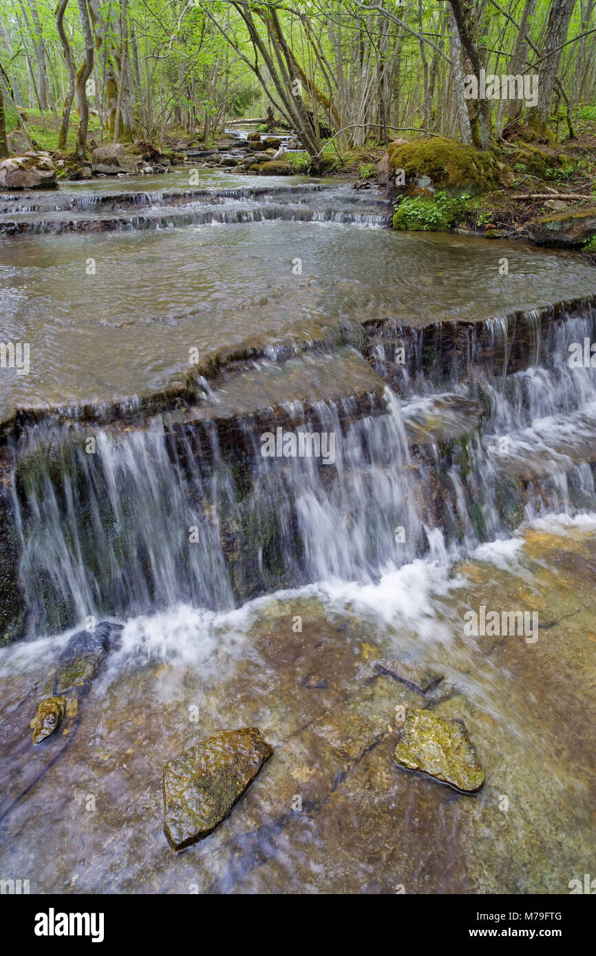 Suecia, Västergötland, Valle Härad, cascada, Foto de stock