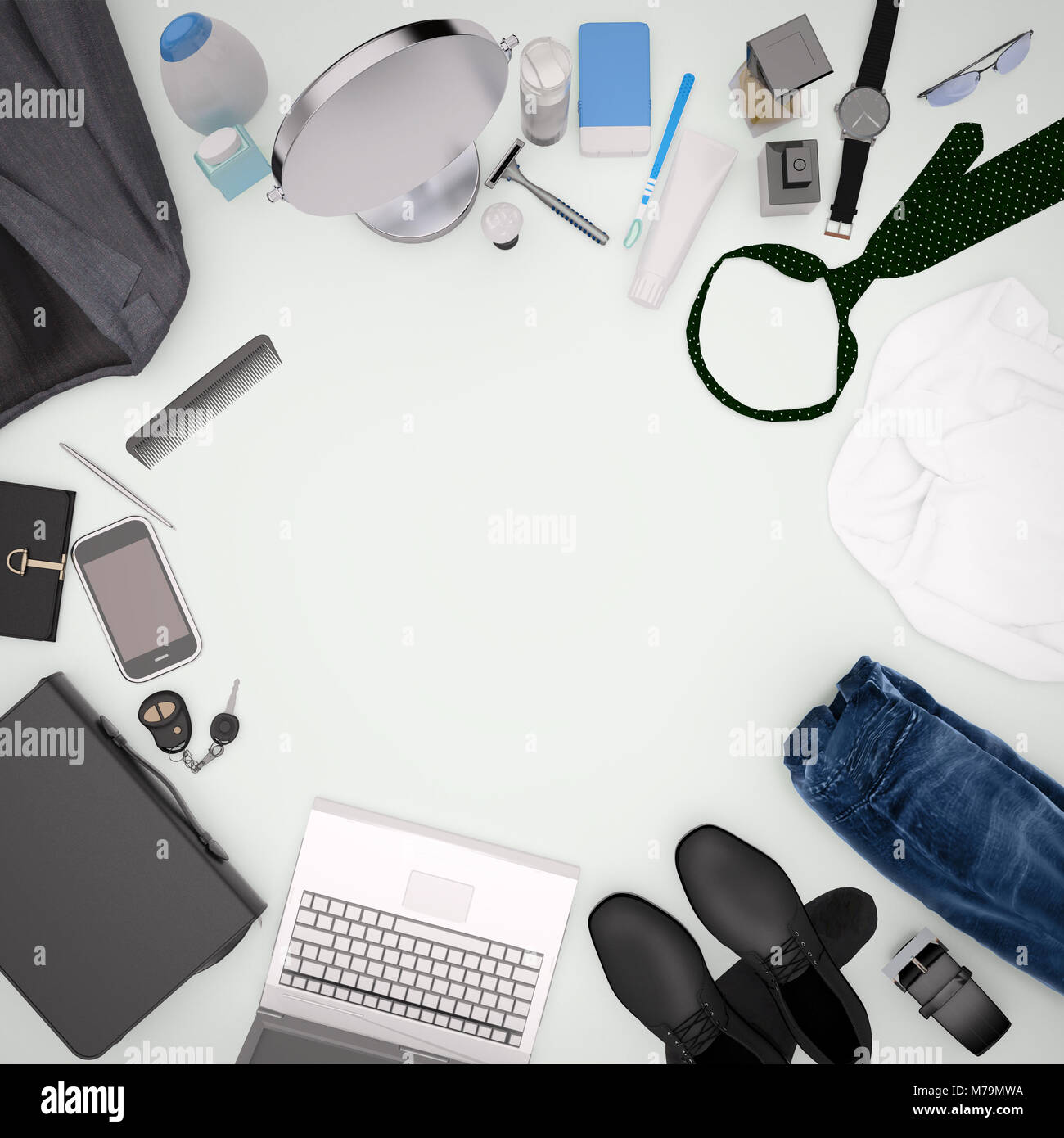 Caballero kit - la moda masculina ropa y accesorios aislado sobre fondo  claro Fotografía de stock - Alamy