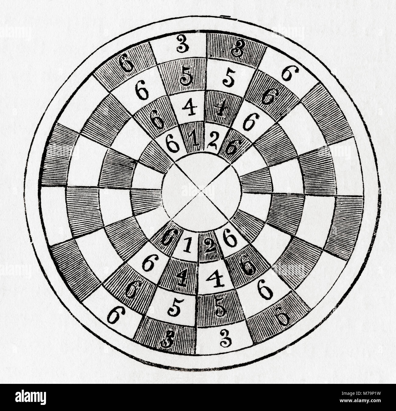 Un tablero de ajedrez circular desde la Edad Media. Desde Inglaterra vieja:  un museo pictórico, publicado 1847 Fotografía de stock - Alamy