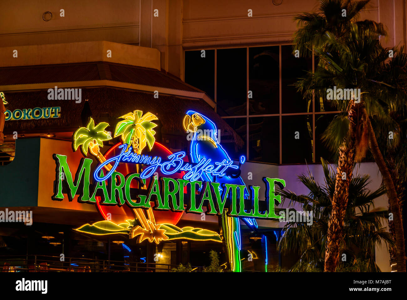 Los EE.UU., el condado de Clark, Nevada, Las Vegas, Las Vegas Boulevard, en el Strip, el hotel Flamingo, Jimmy Buffett Margaritaville, entrada Foto de stock