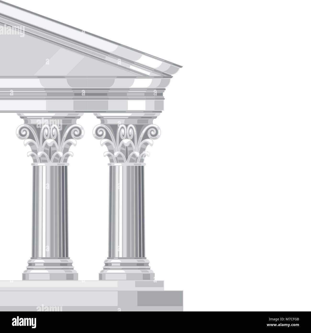 El templo griego antiguo realista corintio con columnas Ilustración del Vector