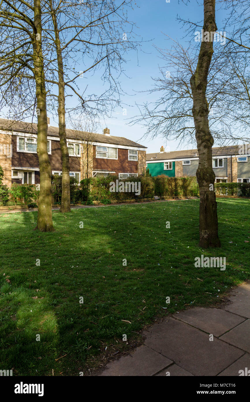 MidCentury Modern 1960 viviendas en Pin Green, Stevenage New Town, con