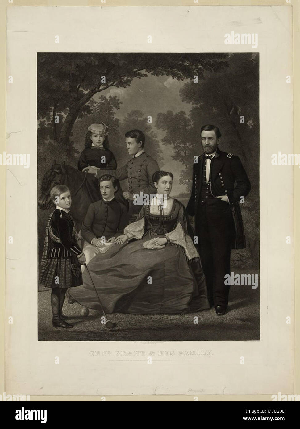 Genl. Grant y su familia - pintada en vida por Wm. Cogswell, Washington, D.C. ; grabado por John Sartain, Phila. LCCN96506726 Foto de stock