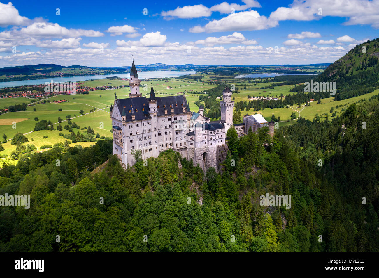 El castillo de Neuschwanstein Alpes de Baviera Alemania Foto de stock