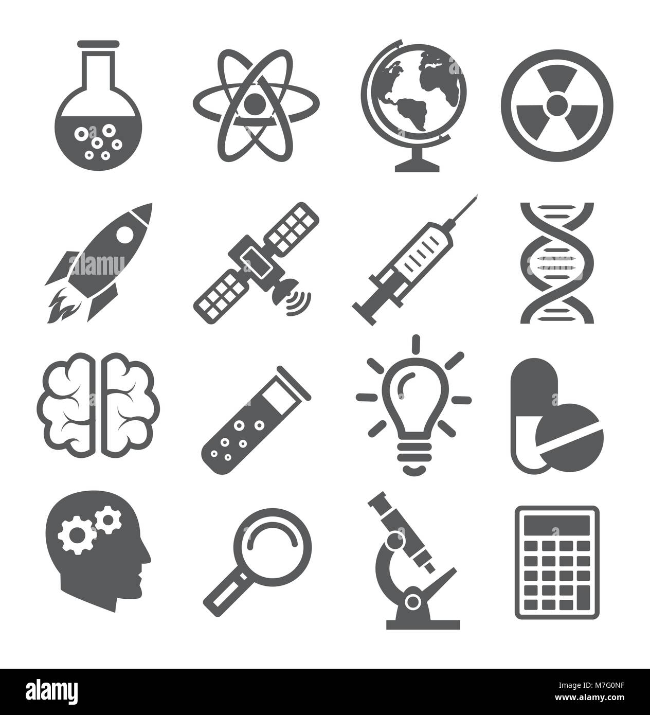 Ciencia iconos en blanco Ilustración del Vector