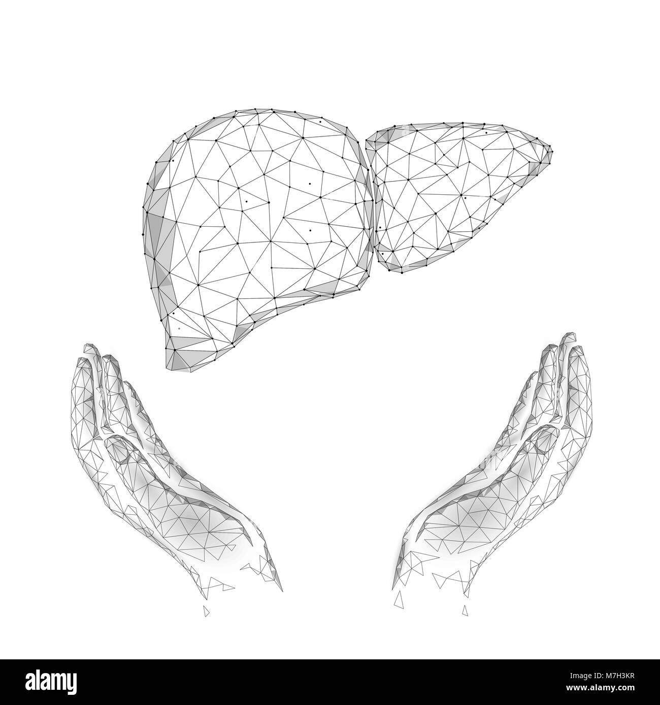 Día Mundial de la hepatitis el 28 de julio de sensibilización la salud del hígado. La medicina bajo modelo poly órgano humano asidero geométricas poligonales ilustración vectorial Ilustración del Vector