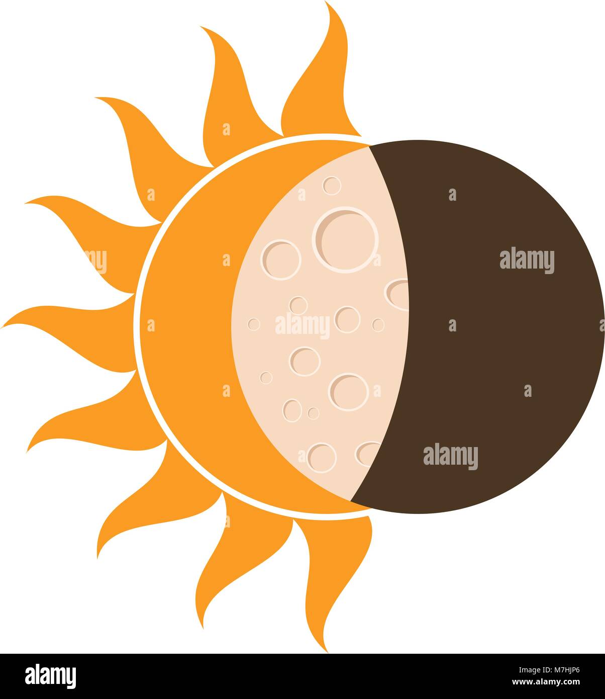 Eclipse total de sol, Luna y Sol ilustración vectorial para web y