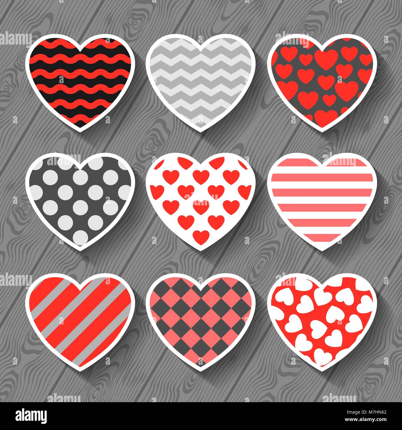Conjunto de pegatinas, insignias y etiquetas para el día de San Valentín  con escuchar Vector de Stock de ©dofa80 137458138
