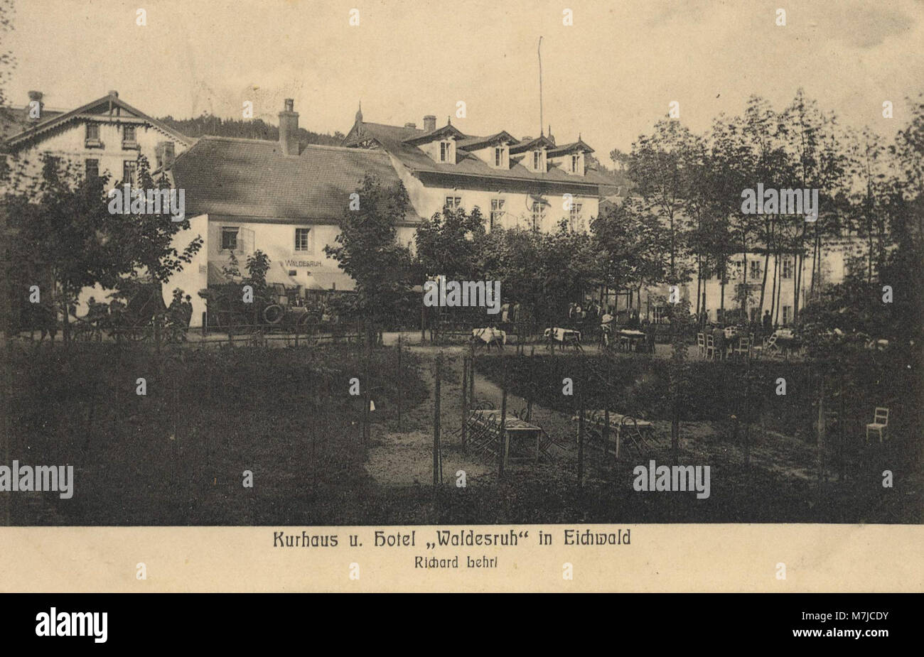 Teplitz (CZ), Tschechien - und Kurhaus Hotel Waldesruh en Eichwald (Zeno Ansichtskarten) Foto de stock