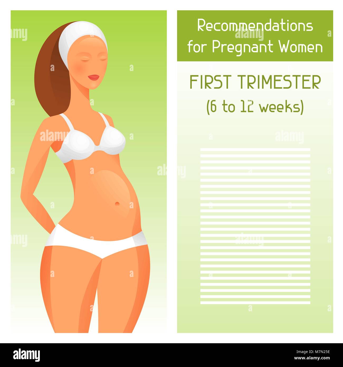 Recomendaciones para las mujeres embarazadas en el primer trimestre del embarazo Ilustración del Vector