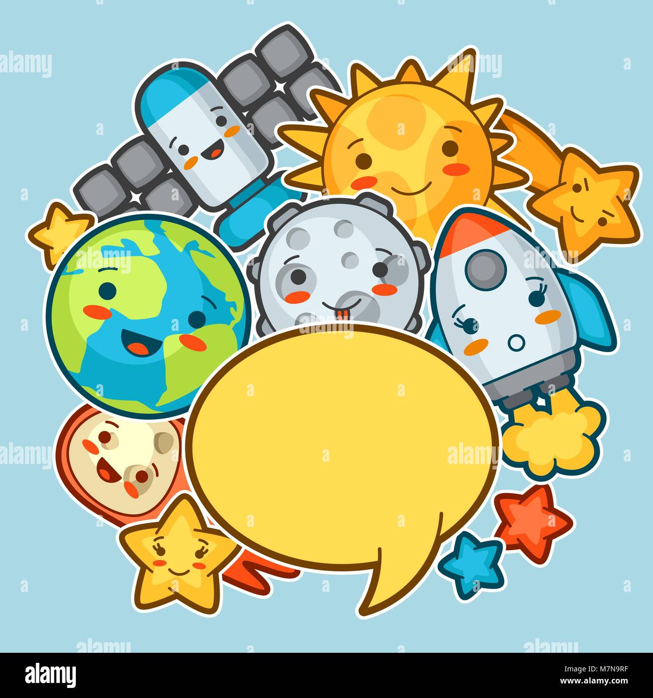 Kawaii Fondo Espacial Garabatos Con Bonita Expresion Facial