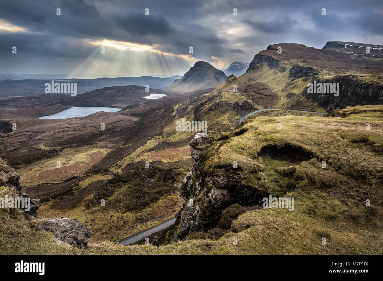 Desde la cresta Trotternish Quiraing, Isla de Skye, Escocia Foto de stock