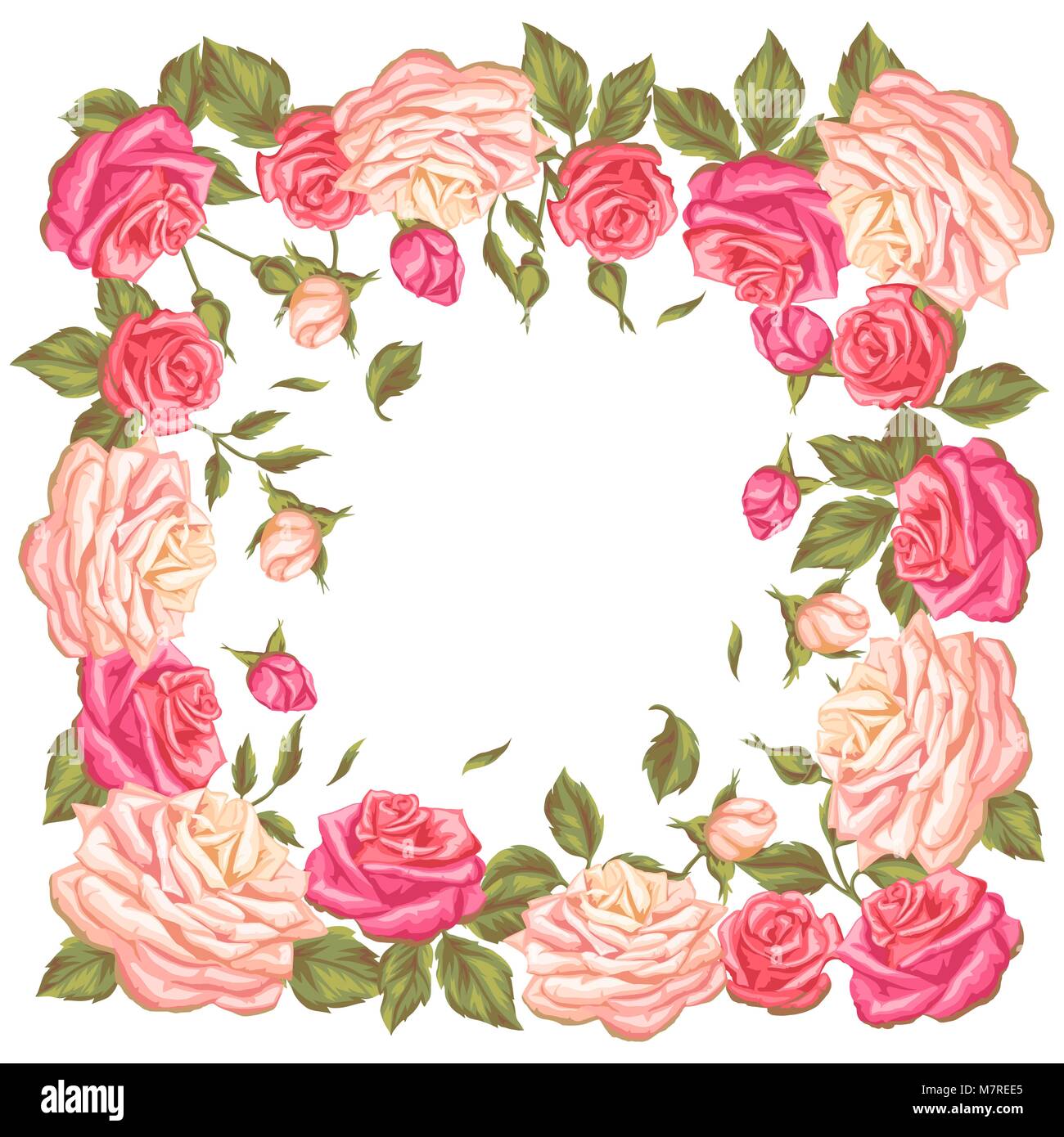Bastidor con vintage Roses. Retro decorativas flores. Imagen para  invitaciones de boda, tarjetas, folletos romántico Imagen Vector de stock -  Alamy