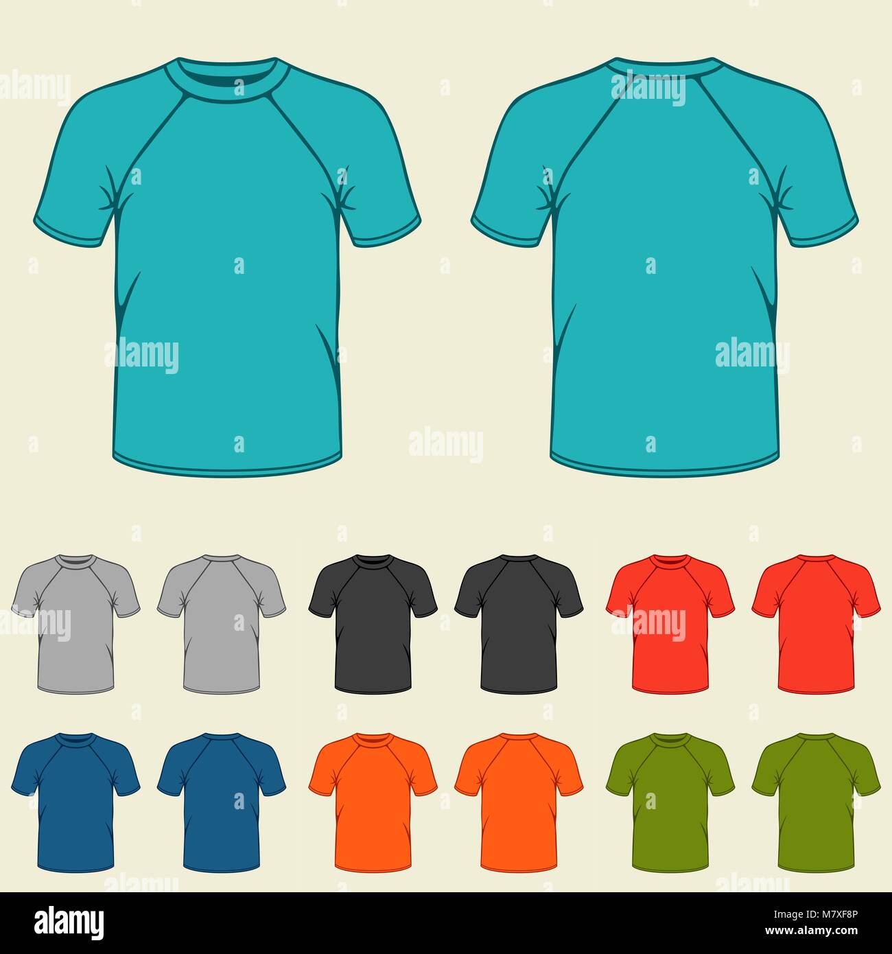 Conjunto de plantillas de camisetas de colores para hombres Imagen Vector de  stock - Alamy