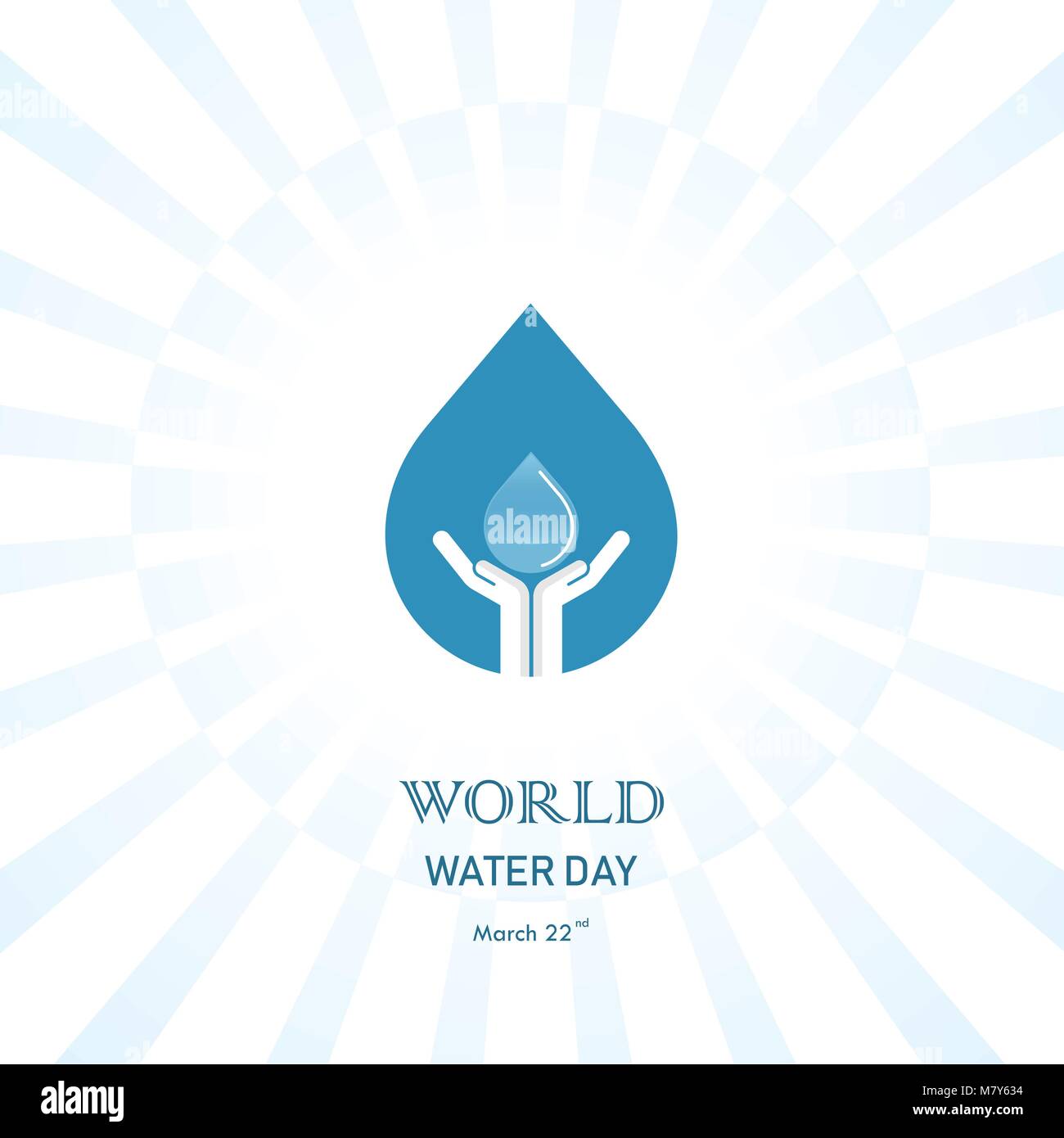 Gota de agua con el icono de una mano humana vector logo design template.Icon.Día Mundial del Agua el Día Mundial del Agua idea de campaña de carteles y tarjetas de felicitación.Vector malos Ilustración del Vector