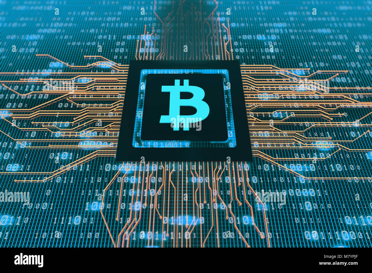 Cyber moneda virtual Bitcoin, pago en línea, finanzas cifrados por Internet Foto de stock